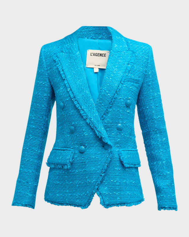 Kenzie Fringe-Trim Tweed Blazer
